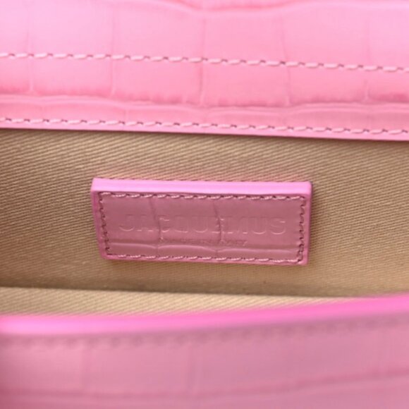 Jacquemus Calfskin Crocodile Embossed Le Bambino Pink - Picture 1 of 4